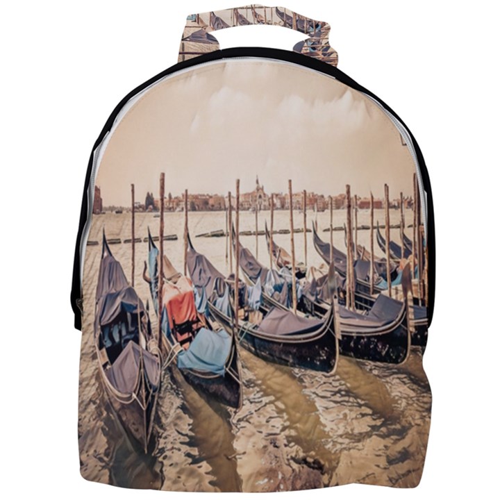 Black Several Boats - Colorful Italy  Mini Full Print Backpack