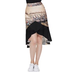 Black Several Boats - Colorful Italy  Frill Hi Low Chiffon Skirt by ConteMonfrey