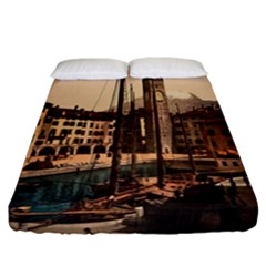  The Harbor, Riva, Lake Garda, Italy 1890-1900 Fitted Sheet (california King Size) by ConteMonfrey