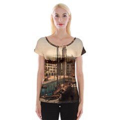  The Harbor, Riva, Lake Garda, Italy 1890-1900 Cap Sleeve Top by ConteMonfrey