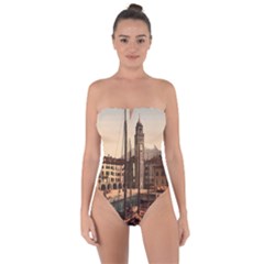  The Harbor, Riva, Lake Garda, Italy 1890-1900 Tie Back One Piece Swimsuit by ConteMonfrey