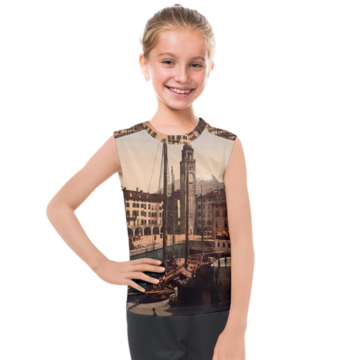  The Harbor, Riva, Lake Garda, Italy 1890-1900 Kids  Mesh Tank Top