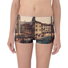 The Harbor, Riva, Lake Garda, Italy 1890-1900 2 Background Brown Boyleg Bikini Bottoms by ConteMonfrey