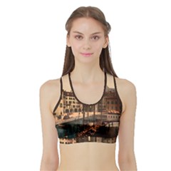 The Harbor, Riva, Lake Garda, Italy 1890-1900 2 Background Brown Sports Bra With Border by ConteMonfrey