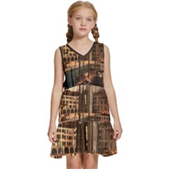 The Harbor, Riva, Lake Garda, Italy 1890-1900 2 Background Brown Kids  Sleeveless Tiered Mini Dress by ConteMonfrey