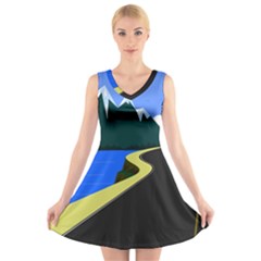 Air Pollution Retro Vintage V-neck Sleeveless Dress by Wegoenart