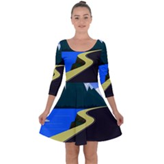 Air Pollution Retro Vintage Quarter Sleeve Skater Dress by Wegoenart