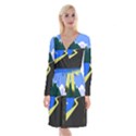 Air Pollution Retro Vintage Long Sleeve Velvet Front Wrap Dress View1