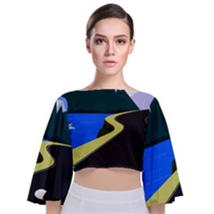 Air Pollution Retro Vintage Tie Back Butterfly Sleeve Chiffon Top