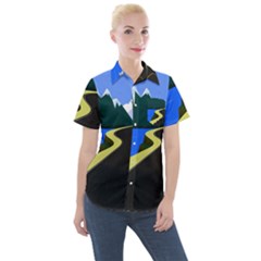 Air Pollution Retro Vintage Women s Short Sleeve Pocket Shirt