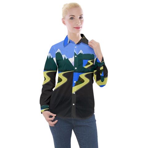 Air Pollution Retro Vintage Women s Long Sleeve Pocket Shirt by Wegoenart