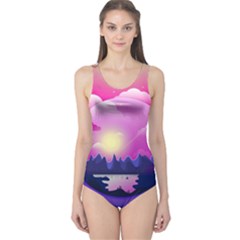 Landscape Illustration Illustrator One Piece Swimsuit by Wegoenart