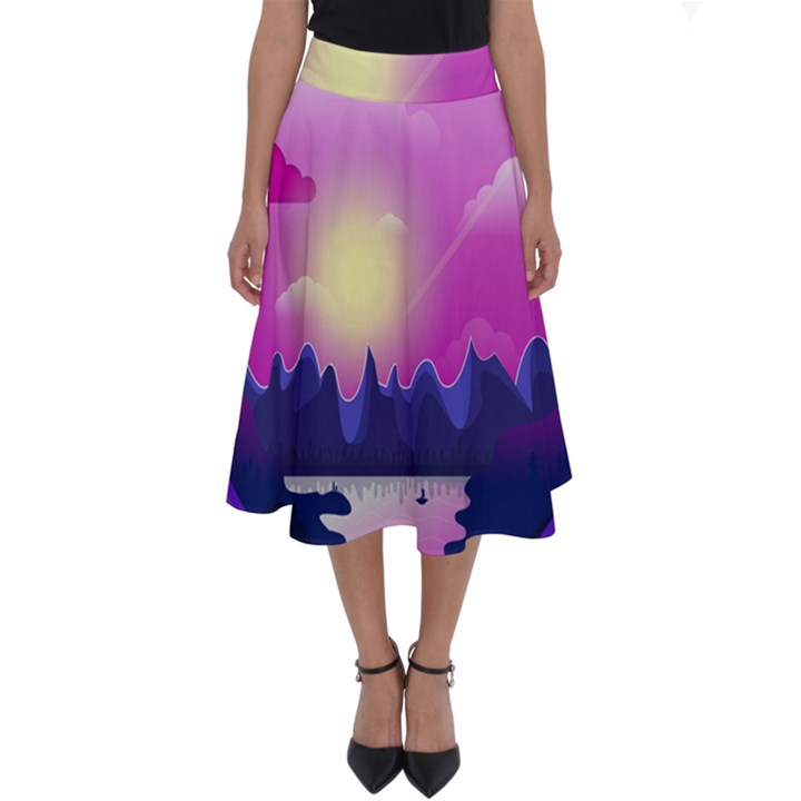 Landscape Illustration Illustrator Perfect Length Midi Skirt