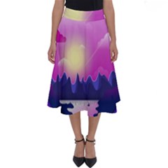 Landscape Illustration Illustrator Perfect Length Midi Skirt by Wegoenart