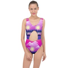 Landscape Illustration Illustrator Center Cut Out Swimsuit by Wegoenart