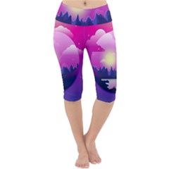 Landscape Illustration Illustrator Lightweight Velour Cropped Yoga Leggings by Wegoenart