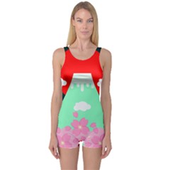 Mount Fuji Japan Landscape Volcano One Piece Boyleg Swimsuit by Wegoenart