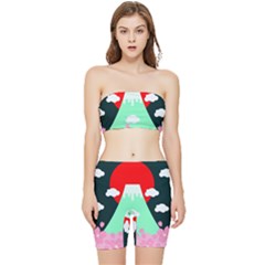 Mount Fuji Japan Landscape Volcano Stretch Shorts And Tube Top Set by Wegoenart