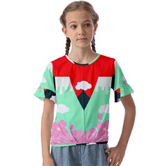 Mount Fuji Japan Landscape Volcano Kids  Cuff Sleeve Scrunch Bottom Tee