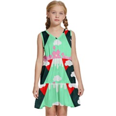 Mount Fuji Japan Landscape Volcano Kids  Sleeveless Tiered Mini Dress