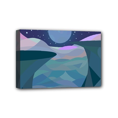 Landscapes Moon Stars Night Mini Canvas 6  X 4  (stretched) by Wegoenart