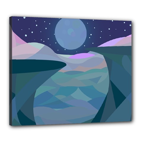 Landscapes Moon Stars Night Canvas 24  X 20  (stretched) by Wegoenart