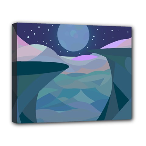 Landscapes Moon Stars Night Deluxe Canvas 20  X 16  (stretched) by Wegoenart