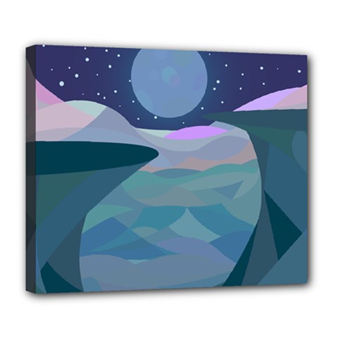 Landscapes Moon Stars Night Deluxe Canvas 24  X 20  (stretched) by Wegoenart