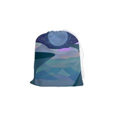 Landscapes Moon Stars Night Drawstring Pouch (small) by Wegoenart