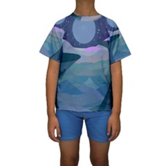 Landscapes Moon Stars Night Kids  Short Sleeve Swimwear by Wegoenart