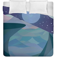 Landscapes Moon Stars Night Duvet Cover Double Side (king Size) by Wegoenart