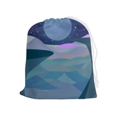 Landscapes Moon Stars Night Drawstring Pouch (xl) by Wegoenart