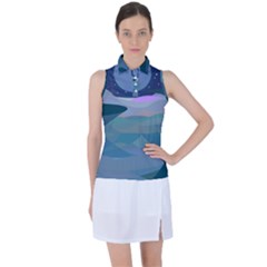 Landscapes Moon Stars Night Women s Sleeveless Polo Tee by Wegoenart