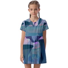 Landscapes Moon Stars Night Kids  Asymmetric Collar Dress by Wegoenart