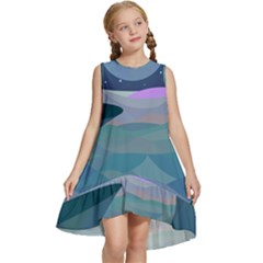 Landscapes Moon Stars Night Kids  Frill Swing Dress