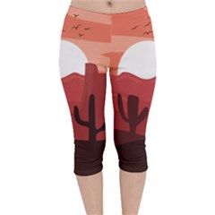 Artistic Digital Landscape Art Velvet Capri Leggings  by Wegoenart