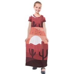 Artistic Digital Landscape Art Kids  Short Sleeve Maxi Dress by Wegoenart