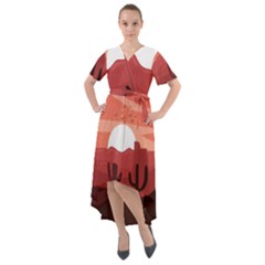 Artistic Digital Landscape Art Front Wrap High Low Dress