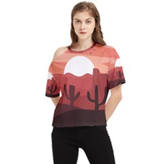 Artistic Digital Landscape Art One Shoulder Cut Out Tee by Wegoenart