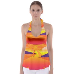 Sunset Lake Forest Hills Camp Babydoll Tankini Top by Wegoenart