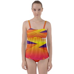 Sunset Lake Forest Hills Camp Twist Front Tankini Set by Wegoenart