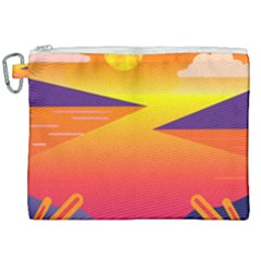 Sunset Lake Forest Hills Camp Canvas Cosmetic Bag (xxl) by Wegoenart