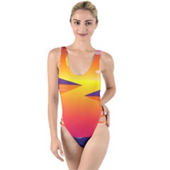 Sunset Lake Forest Hills Camp High Leg Strappy Swimsuit