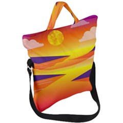 Sunset Lake Forest Hills Camp Fold Over Handle Tote Bag by Wegoenart