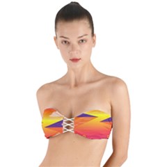 Sunset Lake Forest Hills Camp Twist Bandeau Bikini Top by Wegoenart