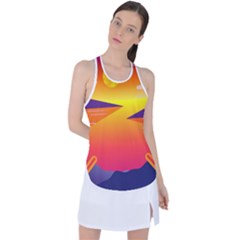 Sunset Lake Forest Hills Camp Racer Back Mesh Tank Top by Wegoenart