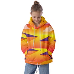 Sunset Lake Forest Hills Camp Kids  Oversized Hoodie