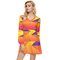 Sunset Lake Forest Hills Camp Tiered Long Sleeve Mini Dress by Wegoenart