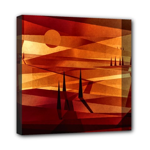 Illustration Golden Tuscany Brown Orange Mini Canvas 8  X 8  (stretched) by Wegoenart