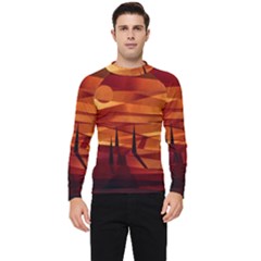 Illustration Golden Tuscany Brown Orange Men s Long Sleeve Rash Guard by Wegoenart